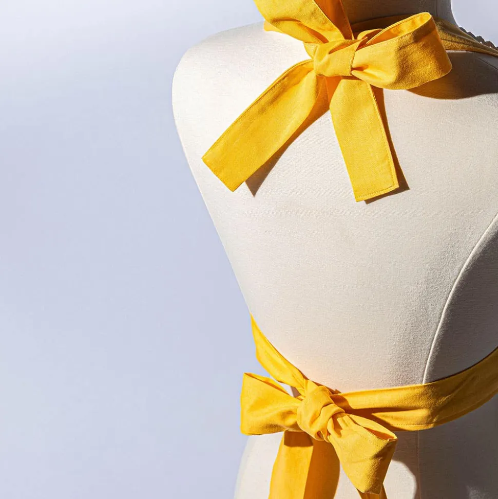 Harman Honey 'Lemon Stripe' Cotton Apron (Yellow)