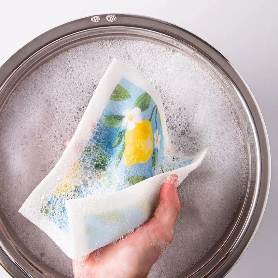 Harman 'Lemon Floral' Reusable Sponge Cloth - Set of 10