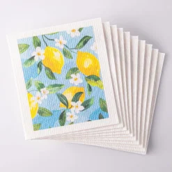 Harman 'Lemon Floral' Reusable Sponge Cloth - Set of 10