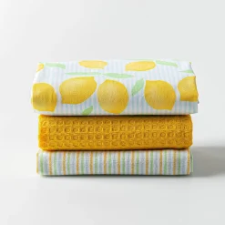 Harman 'Lemon Stripe' Cotton Kitchen Towel - Set of 3