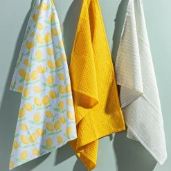 Harman 'Lemon Stripe' Cotton Kitchen Towel - Set of 3