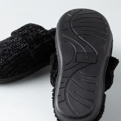 Harman Luxury Chenille Memory Foam Slippers Women (Black)