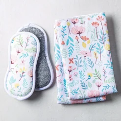 Harman Microfiber 'Floral Blossom' Sponge & Cloth - Set of 4