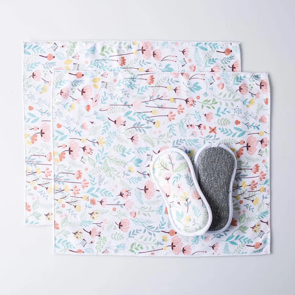 Harman Microfiber 'Floral Blossom' Sponge & Cloth - Set of 4