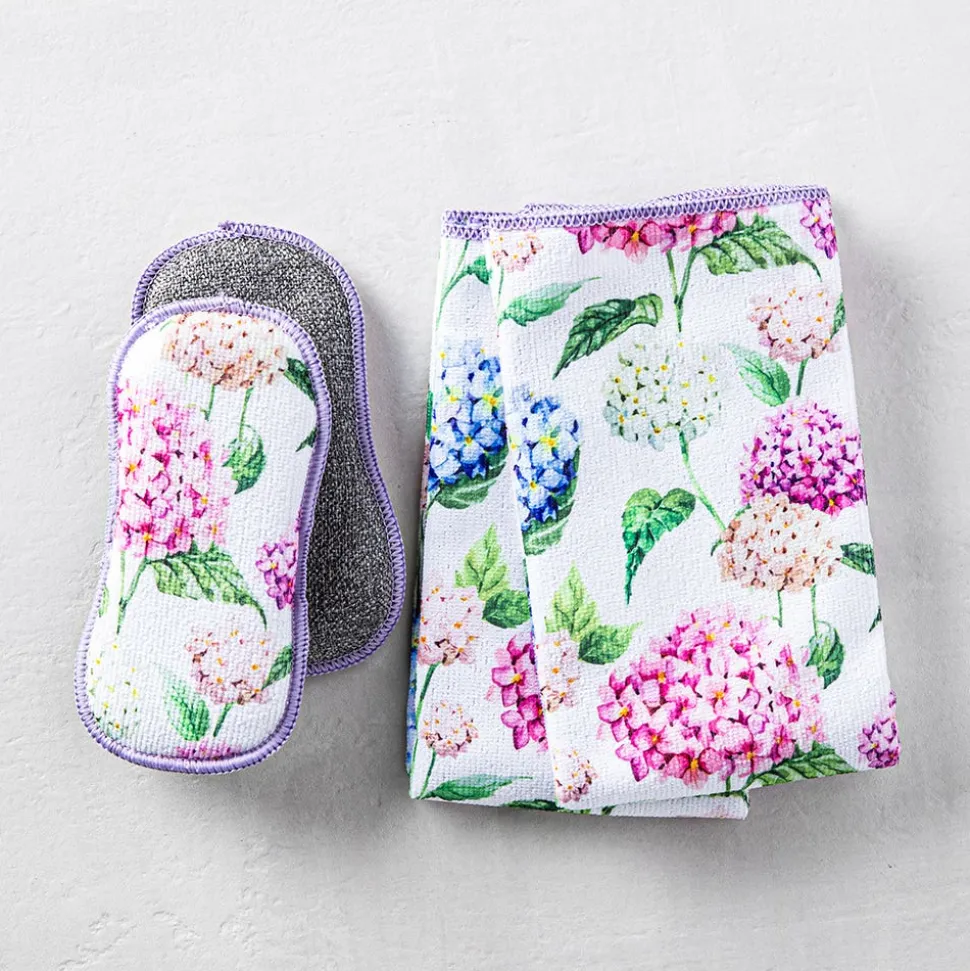 Harman Microfiber 'Hydrangea' Sponge & Cloth Cleaning Set/4