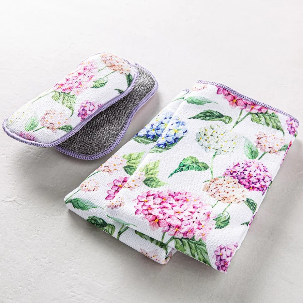 Harman Microfiber 'Hydrangea' Sponge & Cloth Cleaning Set/4