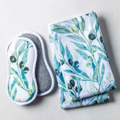 Harman Microfiber 'Olive' Sponge & Cloth - Set of 4