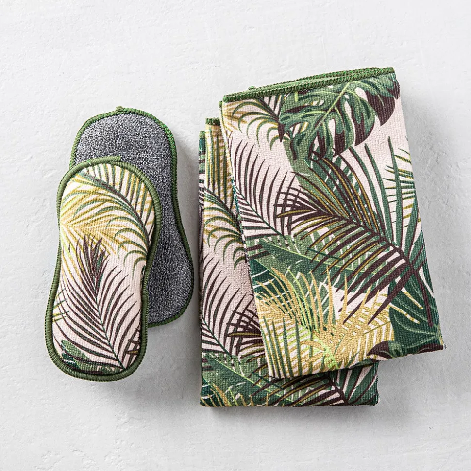 Harman Microfiber 'Palm Leaf' Sponge & Cloth Cleaning Set/4