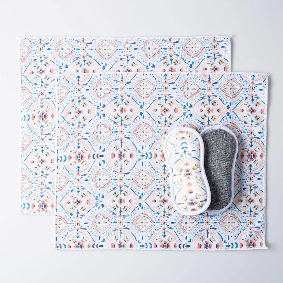 Harman Microfiber 'Summer Tile' Sponge & Cloth - Set of 4