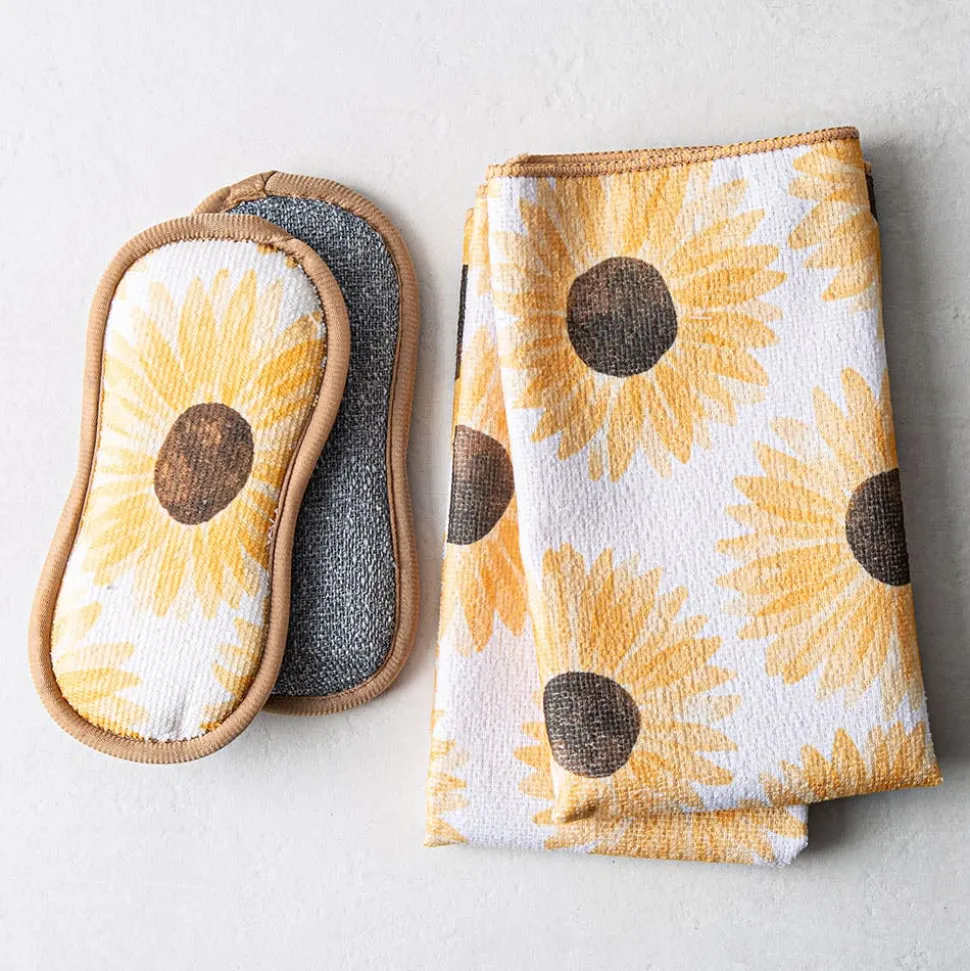 Harman Microfiber 'Sunflower' Sponge & Cloth - Set of 4