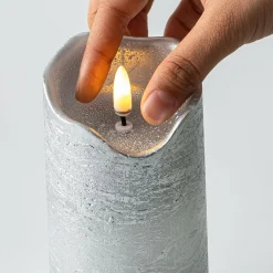 Harman One Touch LED Pillar Candle - Set of 3 (Silver)