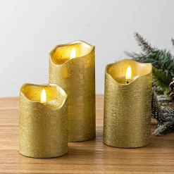 Harman One Touch LED Pillar Candle - Set of 2 (Gold)