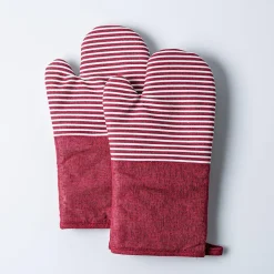 Harman Pantry Chambray Cotton Oven Mitt - Set of 2 (Red)