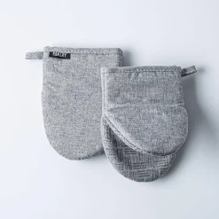 Harman Pantry Chambray Cotton Mini Oven Mitt - Set of 2 (Grey)