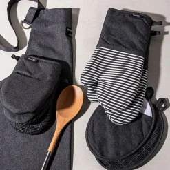 Harman Pantry Chambray Cotton Mini Oven Mitt - Set of 2 (Charcoal)