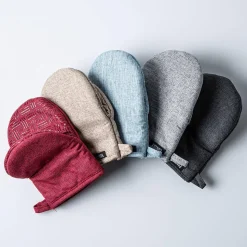 Harman Pantry Chambray Cotton Mini Oven Mitt - Set of 2 (Red)