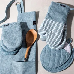 Harman Pantry Chambray Cotton Pot Holder - Set of 2 (Blue)