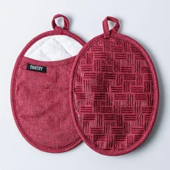 Harman Pantry Chambray Cotton Pot Holder - Set of 2 (Red)