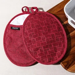 Harman Pantry Chambray Cotton Pot Holder - Set of 2 (Red)