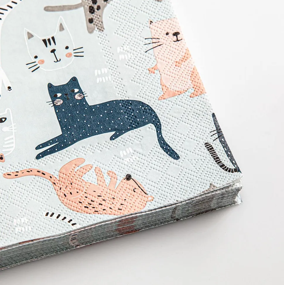 Harman 3-Ply 'Cats' Paper Napkin (Blue)
