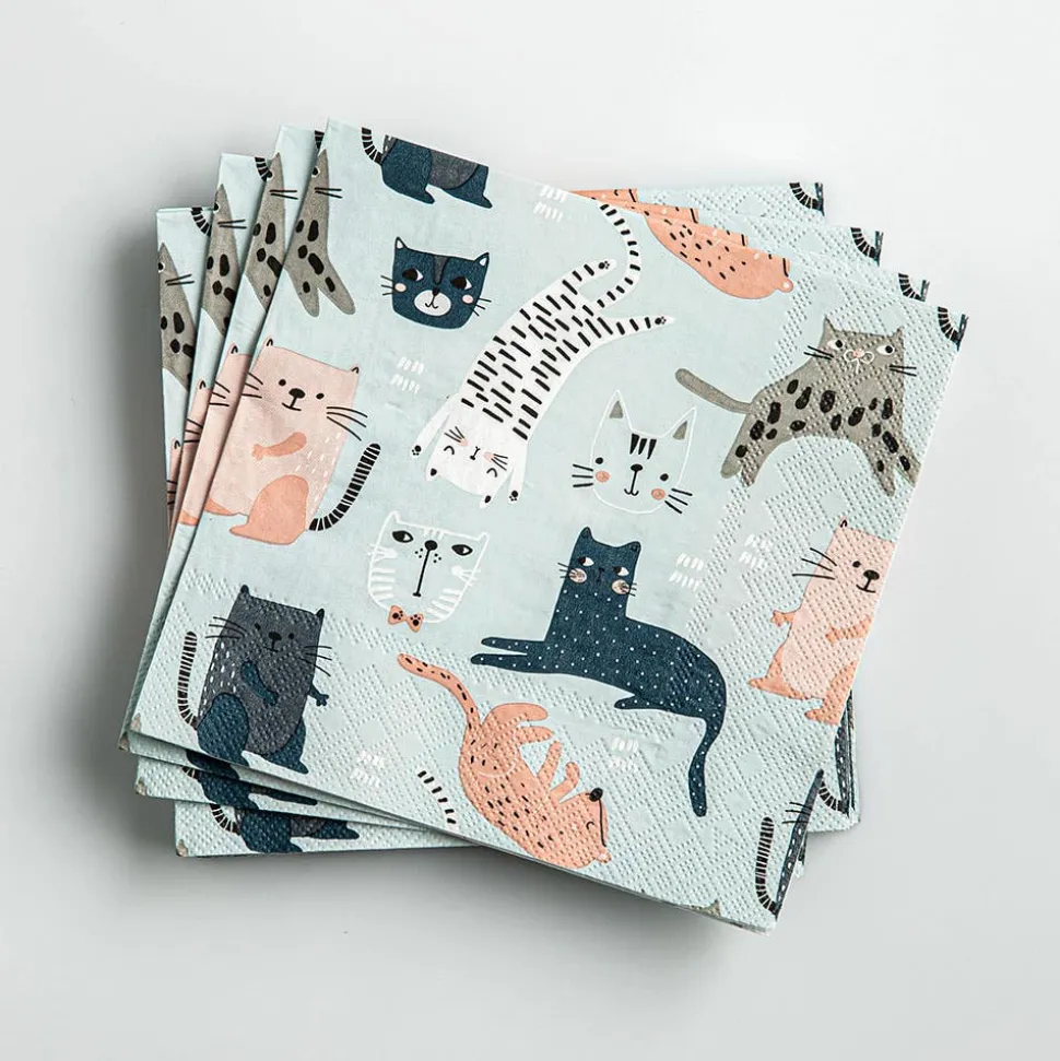 Harman 3-Ply 'Cats' Paper Napkin (Blue)