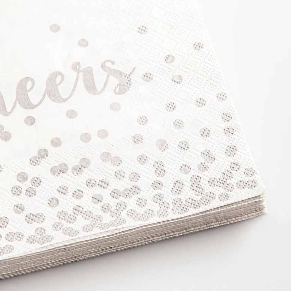Harman 3-Ply 'Cheers' Paper Napkin (White/Silver)