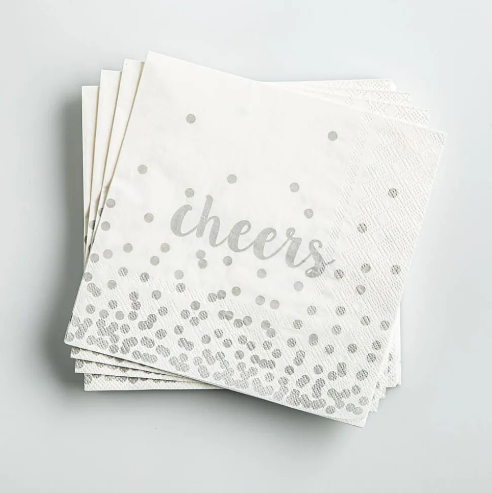 Harman 3-Ply 'Cheers' Paper Napkin (White/Silver)