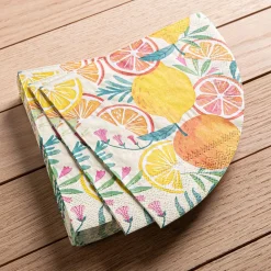 Harman 3-Ply 'Citrus' Wedge Shaped Paper Napkin - 20pc