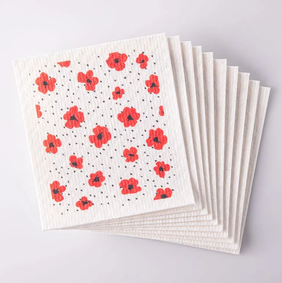 Harman 'Polka Dot Flowers' Reusable Sponge Cloth - Set of 10