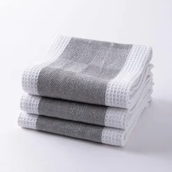 Harman Premium Quality 'Blocks' Kitchen Towel - Set of 3 (Grey)