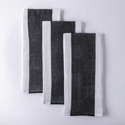 Harman Premium Quality 'Blocks' Kitchen Towel - Set of 3 (Black)