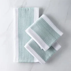 Harman Premium Quality 'Blocks' Kitchen Towel - Set of 3 (Light Green)