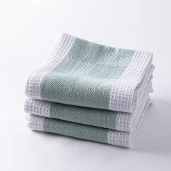 Harman Premium Quality 'Blocks' Kitchen Towel - Set of 3 (Light Green)