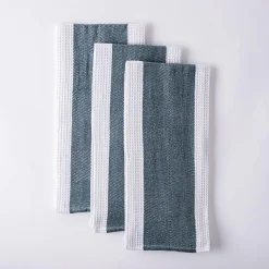 Harman Premium Quality 'Blocks' Kitchen Towel - Set/3 (Light Blue)