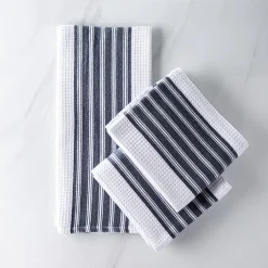 Harman Premium Quality 'Vertical' Kitchen Towel - Set of 3 (Navy)