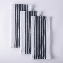 Harman Premium Quality 'Vertical' Kitchen Towel - Set of 3 (Navy)