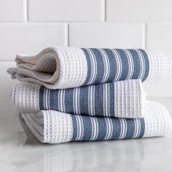 Harman Premium Quality 'Vertical' Kitchen Towel - Set of 3 (Navy)
