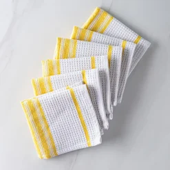 Harman Premium Quality 'Vertical' Cotton Dish Cloth - S/6 (Yellow)