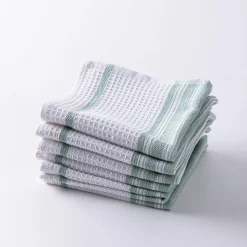 Harman Premium Quality 'Vertical' Cotton Dish Cloth - S/6 (Green)