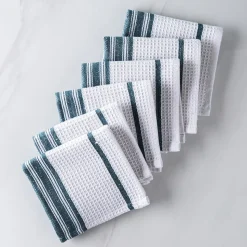 Harman Premium Quality 'Vertical' Cotton Dish Cloth - S/6 (Blue)