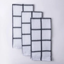 Harman Premium Quality 'Window Pane' Kitchen Towel - S/3 (Navy)