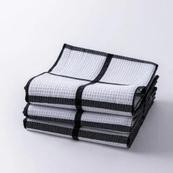 Harman Premium Quality 'Window Pane' Kitchen Towel - S/3 (Black)
