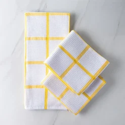 Harman Premium Quality 'Window Pane' Kitchen Towel - S/3 (Yellow)