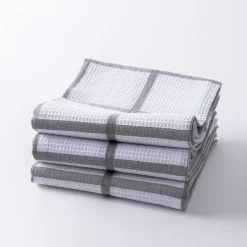 Harman Premium Quality 'Window Pane' Kitchen Towel - S/3 (Grey)