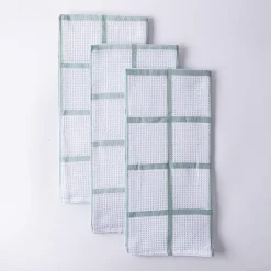 Harman Premium Quality 'Window Pane' Kitchen Towel - S/3 (Green)