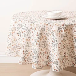 Harman Printed 'Autumn Floral' Linen 70" Dia. Tablecloth