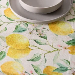 Harman Printed 'Fresh Lemon' Linen Tablecloth (60x90