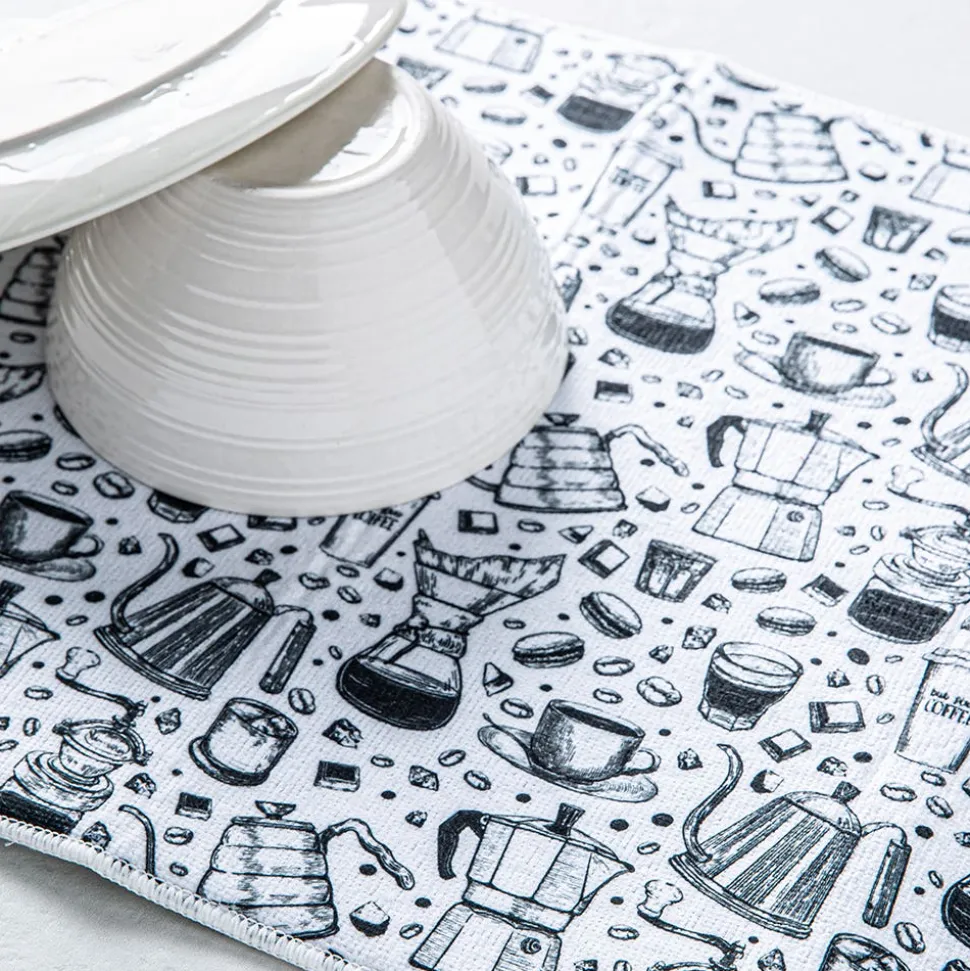 Harman Printed 'Freshly Brewed' Microfibre Dish Drying Mat 15x20"
