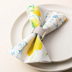 Harman Printed 'Lemon Tile' Linen Napkin - Set of 4