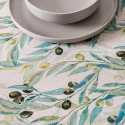Harman Printed 'Mixed Olive' Linen Tablecloth (60x90")